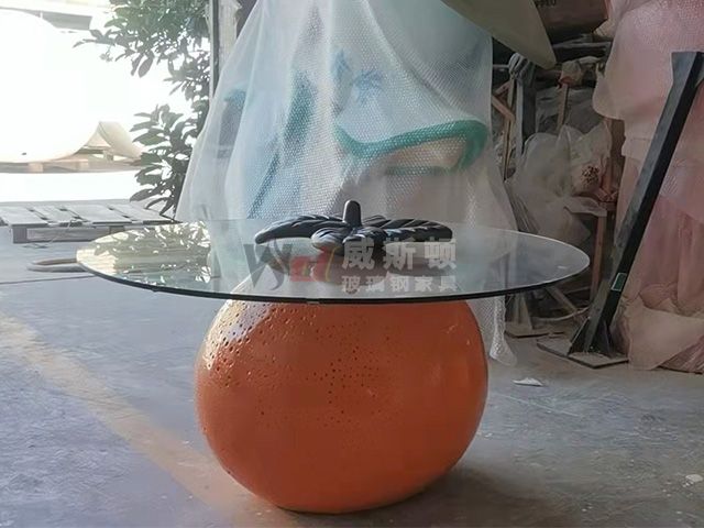 创意玻璃钢橘子造型茶几