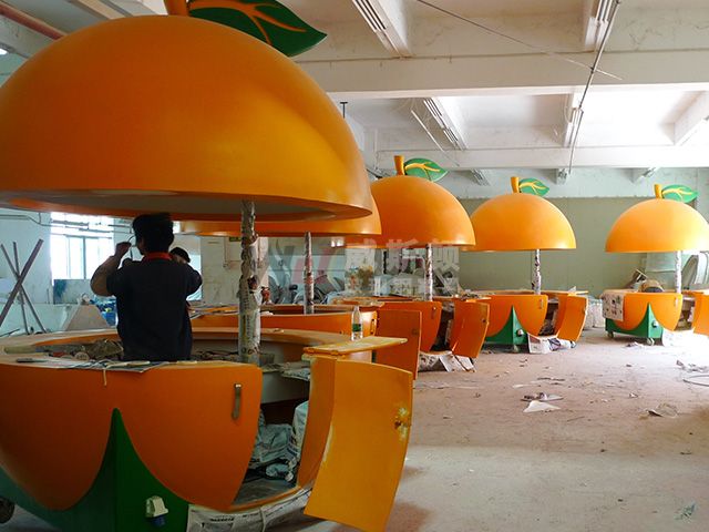 玻璃钢橙子水果造型售卖商亭