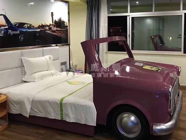 特色主题酒店玻璃钢老爷车创意躺床